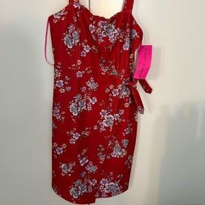 Red floral NWT BETSEY JOHNSON WRAP DRESS SIZE 10